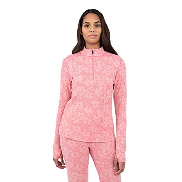 Terramar Women's Standard Ultra Merino Half Zip in Rose Snow Dusting- Size Large - Picture 1 of 9